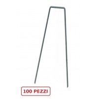 100x FORCELLA PICCHETTO ZINCATO 17 cm FERMA TELO PRATO SINTETICO ERBETTA RETE 8005231011322