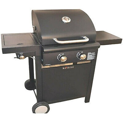 BARBECUE A PIETRA LAVICA A GAS CON COPERCHIO E FORNELLO LATERALE KèGRILL KE001 8053626243629-0