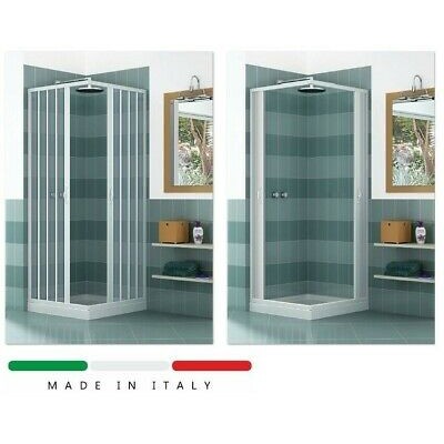 BOX CABINA DOCCIA AD ANGOLO 2 LATI CON PORTE A SOFFIETTO 80 x 80 cm RIDUCIBILE 9501378381261-0