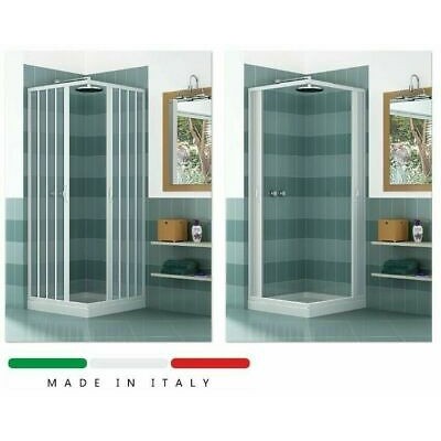 BOX CABINA DOCCIA AD ANGOLO 2 LATI CON PORTE A SOFFIETTO 90 x 90 cm RIDUCIBILE 9501383545825-0