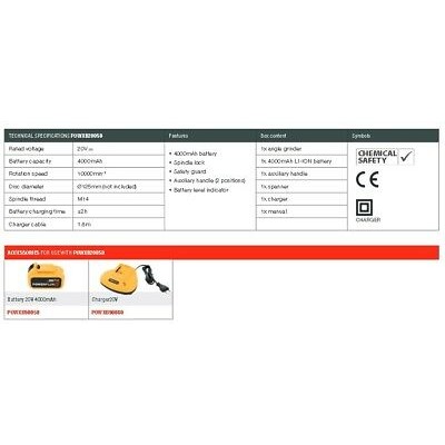 FLEX SMERIGLIATRICE ANGOLARE Ø 125 mm A BATTERIA LITIO 20V 4.0 Ah BRUSHLESS 5400338092787-1