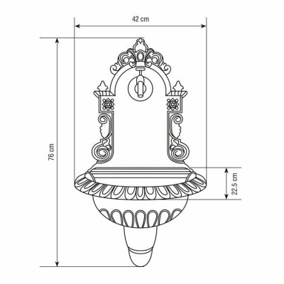 FONTANA IN GHISA A PARETE GRIGIO ANTRACITE CON RUBINETTO DA GIARDINO PER ESTERNO 8004944902156-0