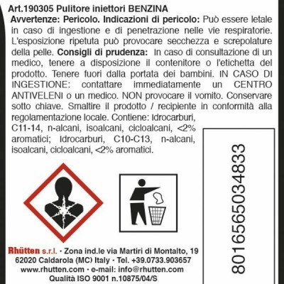 PULITORE INIETTORI BENZINA 160 ml DETERGE DISINCROSTA PROTEGGE INIETTORE MOTORE 8016565034833-0