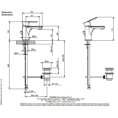 RUBINETTO MISCELATORE MONOCOMANDO PER LAVABO CON PILETTA TIEMME TN01 SERIE TEN 8027830566942-0