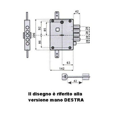 SERRATURA A DOPPIA MAPPA PER PORTE BLINDATE ENTRATA 60 mm ATRA DIERRE 6111 6112 -0