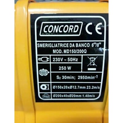 SMERIGLIATRICE DA BANCO COMBINATA MOLA AD ACQUA E A SECCO 200 / 150 mm 250W 8014211218729-0