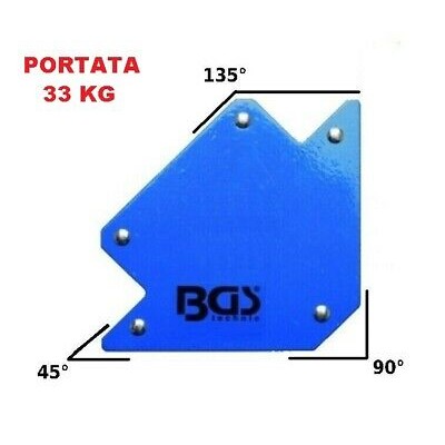 SQUADRA MAGNETICA PER SALDATURA 32 kg SUPPORTO MAGNETICO 45° 90° 135° BGS 3009 4026947030098-0