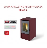 STUFA A PELLET KING 6 BORDEAUX 2,5 - 5,47 kW VOLUME RISCALDABILE 145 M3 
