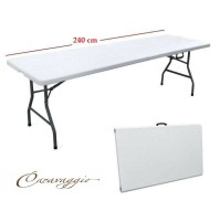 TAVOLO DA ESTERNO PIEGHEVOLE RICHIUDIBILE A VALIGETTA BIANCO 240 x 76 x h. 74 cm 8026158024004