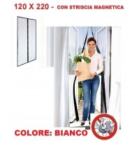 TENDA ZANZARIERA CON STRISCIA MAGNETICA 120 x h. 220 cm BIANCA PER PORTA BALCONE 8014846990922