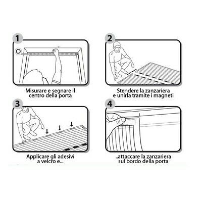 TENDA ZANZARIERA MAGNETICA BIANCA CON CALAMITE 130 x 230 CM PER PORTA BALCONE 8027914011375-0