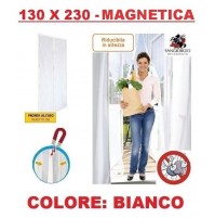 TENDA ZANZARIERA MAGNETICA BIANCA CON CALAMITE 130 x 230 CM PER PORTA BALCONE 8027914011375