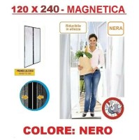 TENDA ZANZARIERA MAGNETICA NERA CON CALAMITA 120 x 240 CM PER PORTA BALCONE 