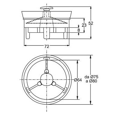 VALVOLA DI NON RITORNO ANTI ODORE PUZZA PER PILETTA DOCCIA Ø 75 a 80 mm BONOMINI 8030575039824-0